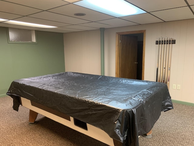 185 S June St, Alpena, MI 49707 - bedroom featuring carpet floors, a paneled ceiling, and billiards
