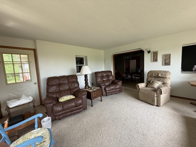 5913 M-33, Cheboygan, MI 49721 - carpeted living room with a textured ceiling