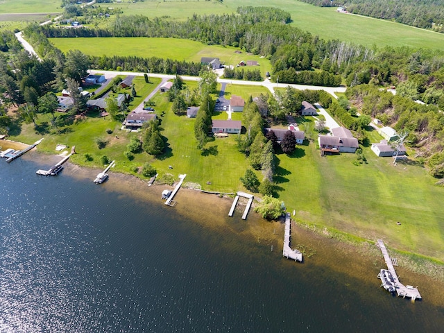 1817 Lindburgh Ln, Cheboygan, MI 49721 - aerial overview of property's location featuring a large body of water