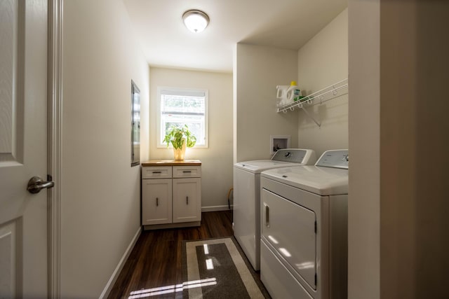 1817 Lindburgh Ln, Cheboygan, MI 49721 - washroom with washing machine and clothes dryer and dark wood-style flooring