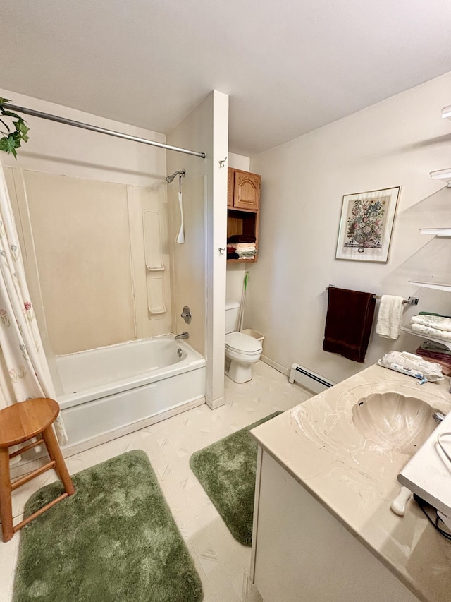 7770 Klein Rd, Hillman, MI 49746 - bathroom featuring tub / shower combination, a baseboard radiator, and vanity