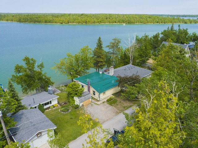 9319 Blue Horizon Rd, Presque Isle, MI 49777 - view from above of property with a large body of water