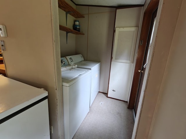 3178 Tobias Rd, Elmira, MI 49730 - laundry area with washer and clothes dryer and light carpet