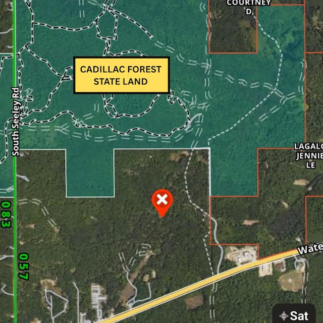 5228 S Brown Rd, Cadillac, MI 49601 - map / location featuring property parcel outlined