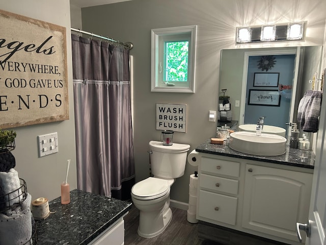 108 Bourbon St, Roscommon, MI 48653 - full bath featuring vanity, curtained shower, and wood finished floors
