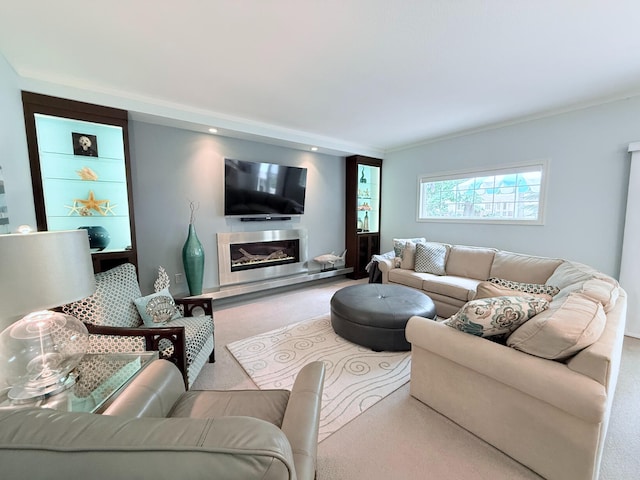 129 Ethel Dr, Roscommon, MI 48653 - living room with carpet and a glass covered fireplace