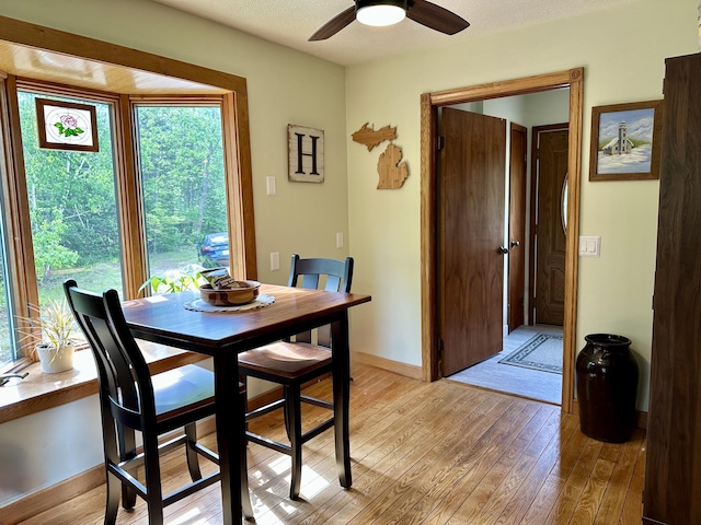 7984 US-23, Cheboygan, MI 49721 - dining space with light wood-style floors, healthy amount of natural light, and a ceiling fan