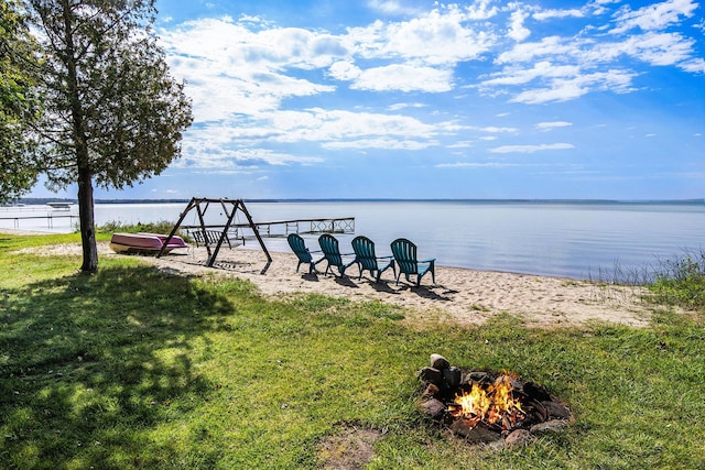 451 Gower Ln, Cheboygan, MI 49721 - water view featuring an outdoor fire pit