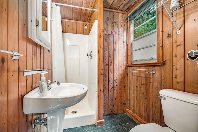451 Gower Ln, Cheboygan, MI 49721 - bathroom featuring wooden ceiling and wooden walls