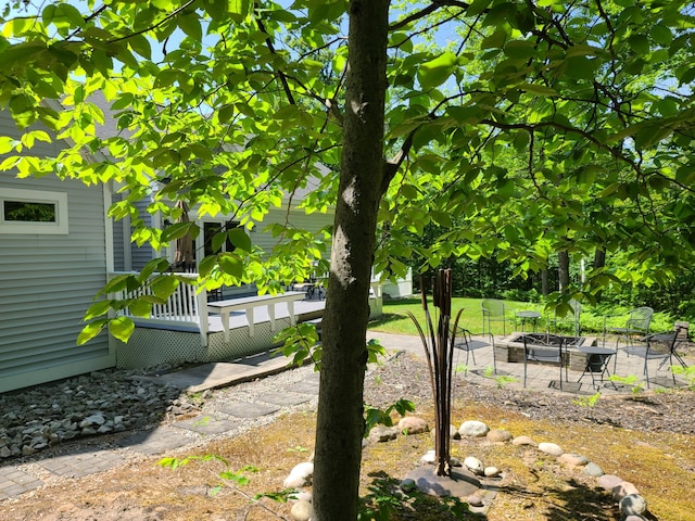 5825 Arawak Pass, Gaylord, MI 49735 - view of yard with a wooden deck and a patio area