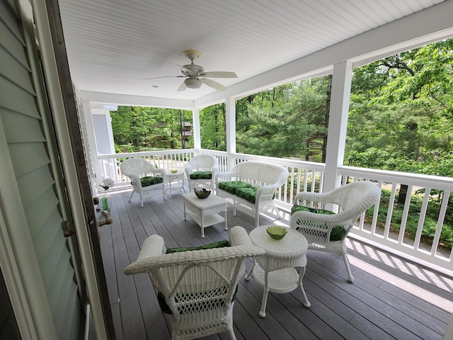 5825 Arawak Pass, Gaylord, MI 49735 - wooden deck featuring a ceiling fan