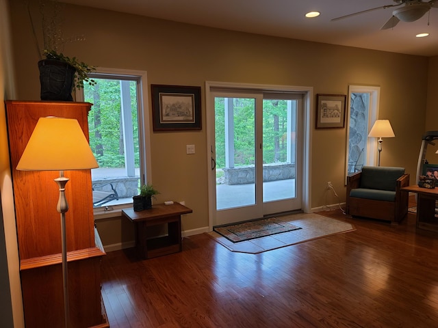 5825 Arawak Pass, Gaylord, MI 49735 - doorway with wood finished floors, a ceiling fan, and recessed lighting