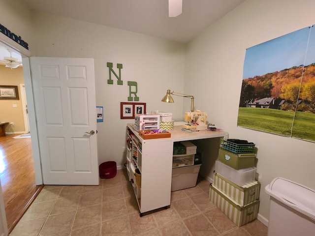 5825 Arawak Pass, Gaylord, MI 49735 - home office with ceiling fan and light tile patterned floors