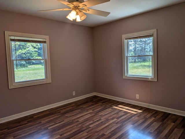 3090 S 37th Rd, Cadillac, MI 49601 - spare room featuring dark wood-style flooring, healthy amount of natural light, and a ceiling fan