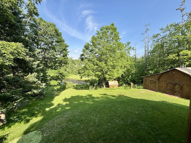 13333 S Black River Rd, Onaway, MI 49765 - view of grassy yard with an outbuilding and a barn