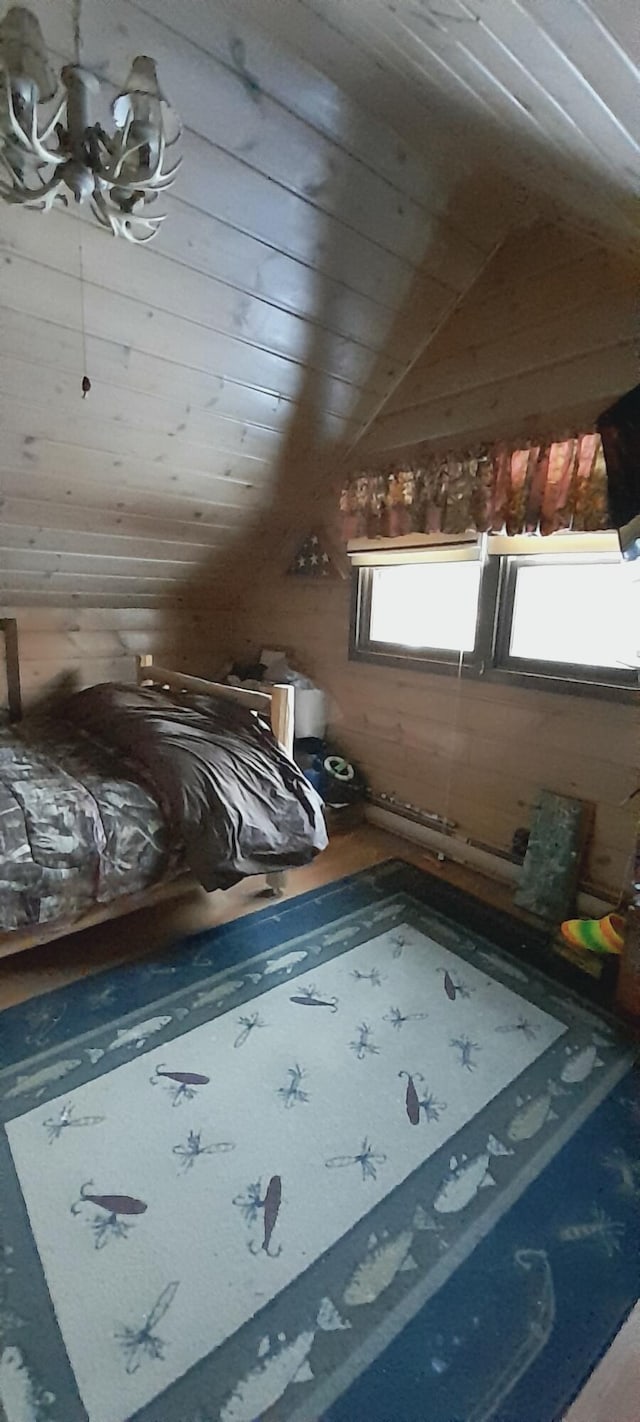 5597 Sunridge Dr, Elmira, MI 49730 - unfurnished bedroom with vaulted ceiling