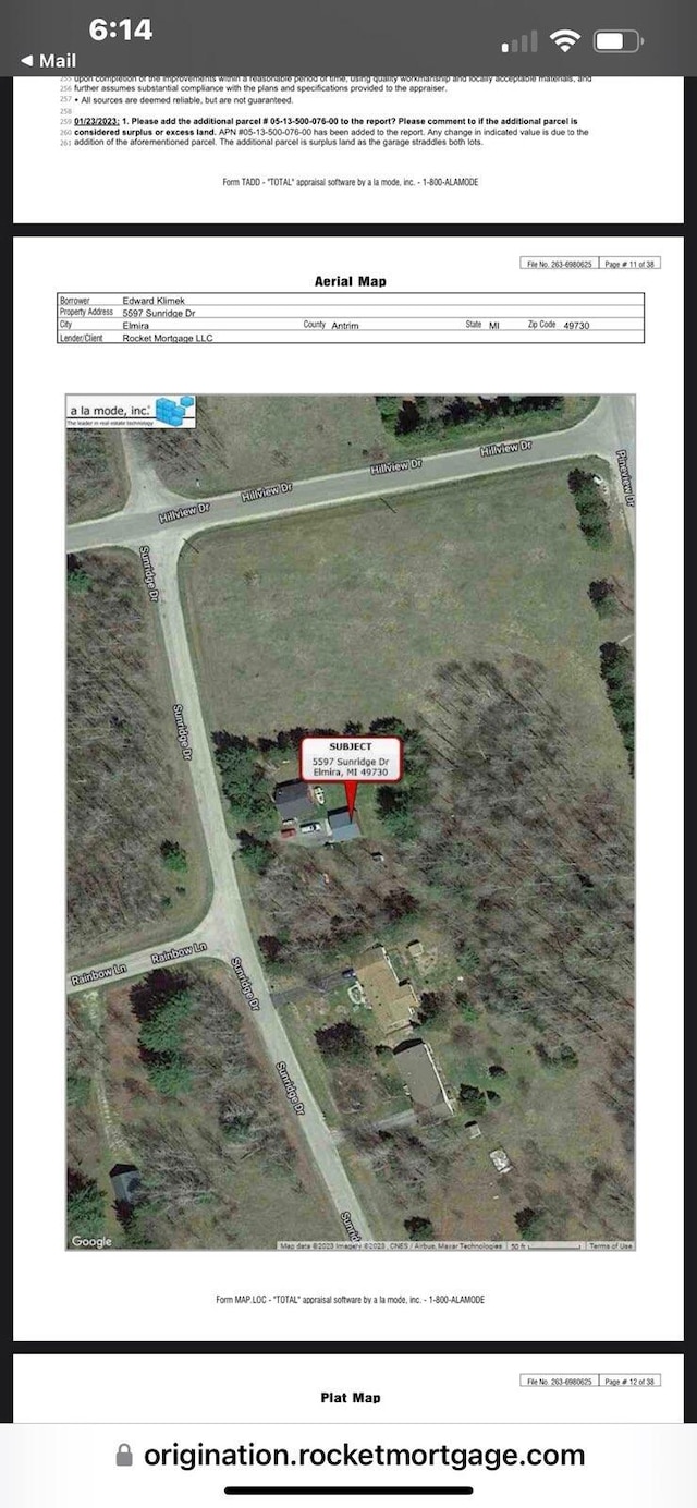 5597 Sunridge Dr, Elmira, MI 49730 - aerial view of property's location