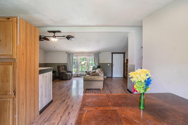 7539 E M-32, Johannesburg, MI 49751 - living area with hardwood / wood-style flooring and a ceiling fan