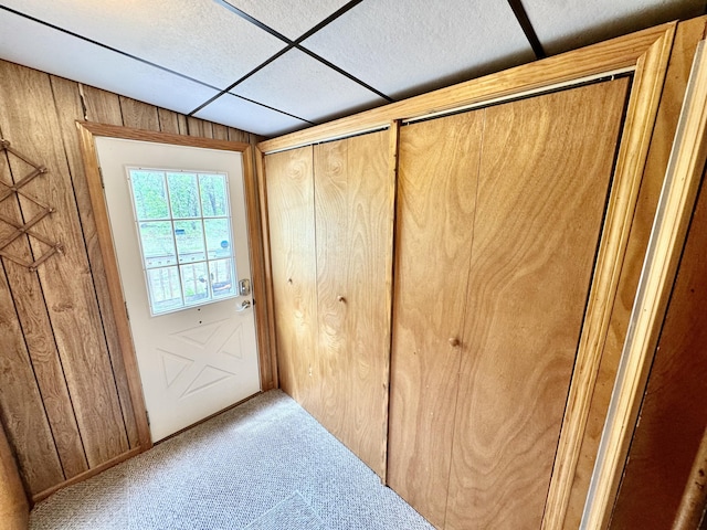 2833 S Horseshoe Trl, Grayling, MI 49738 - entryway featuring carpet and wooden walls