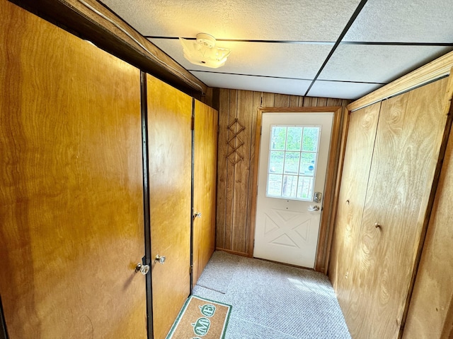2833 S Horseshoe Trl, Grayling, MI 49738 - doorway with light colored carpet and wooden walls