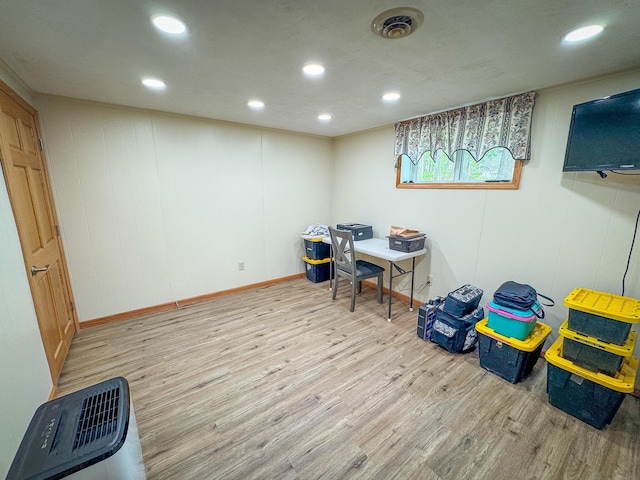 18680 Red Pine Dr, Hillman, MI 49746 - office area with wood finished floors and recessed lighting
