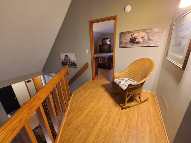 1514 Opal Lake Rd, Gaylord, MI 49735 - hall with wood finished floors and vaulted ceiling