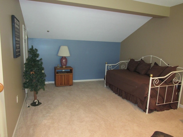 201 White Deer Trl, Prudenville, MI 48651 - carpeted bedroom featuring vaulted ceiling and baseboards