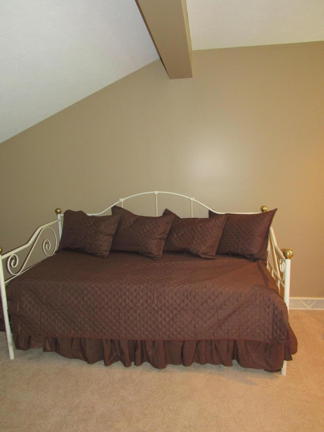 201 White Deer Trl, Prudenville, MI 48651 - bedroom featuring carpet flooring and lofted ceiling