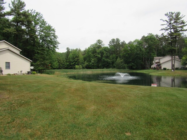 201 White Deer Trl, Prudenville, MI 48651 - view of grassy yard with a water view and a wooded view