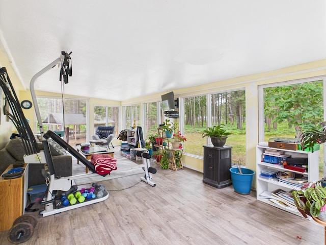 2651 Chipmunk Trl, Grayling, MI 49738 - sunroom with wood finished floors