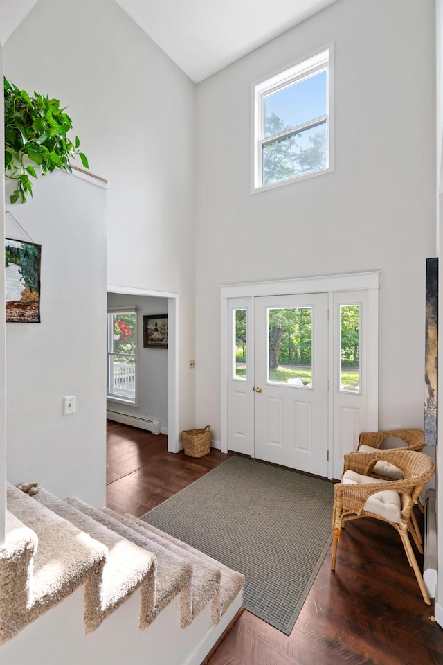 9660 Richardson Rd, Cheboygan, MI 49721 - entryway with a towering ceiling, a baseboard heating unit, and healthy amount of natural light