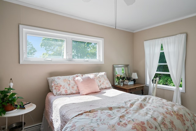 9660 Richardson Rd, Cheboygan, MI 49721 - bedroom featuring a baseboard radiator and ornamental molding