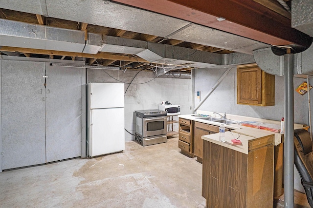 6304 Old 27, Vanderbilt, MI 49795 - unfinished basement with freestanding refrigerator and a sink