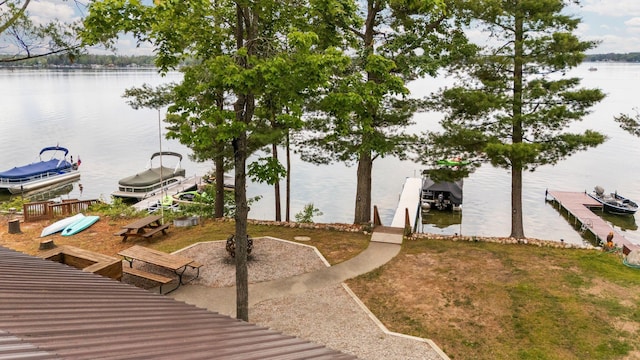 2061 Dreamers Ln, Lewiston, MI 49756 - dock with a water view and boat lift