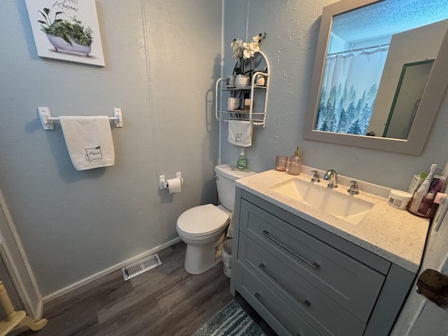 10604 Adams St, Ossineke, MI 49766 - full bathroom featuring vanity, wood finished floors, and a shower with shower curtain