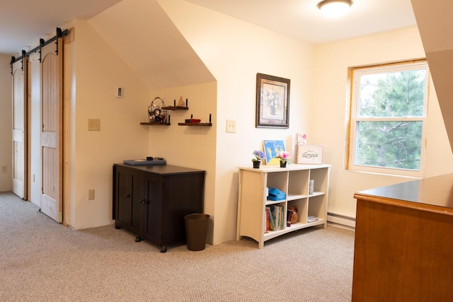 4696 Glacial Field Dr, Elmira, MI 49730 - hall featuring carpet floors and baseboard heating