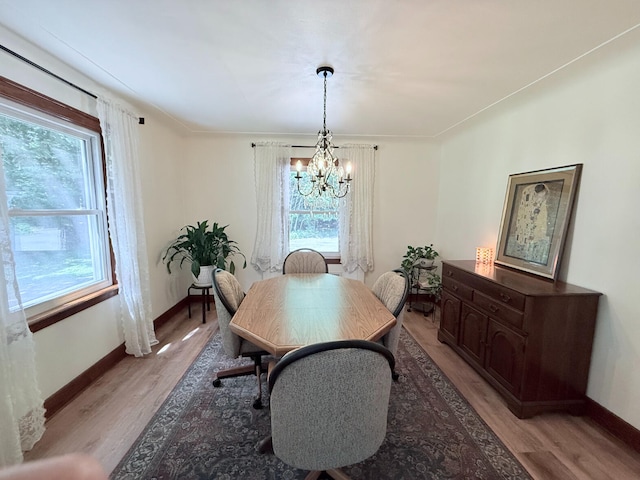 3628 Rau Rd, West Branch, MI 48661 - dining area with a chandelier and light wood-type flooring