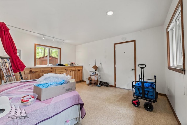 2801 Cobb Rd, Lewiston, MI 49756 - bedroom featuring track lighting and baseboards