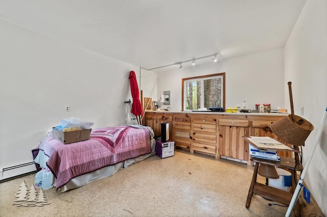 2801 Cobb Rd, Lewiston, MI 49756 - bedroom featuring a baseboard radiator and track lighting