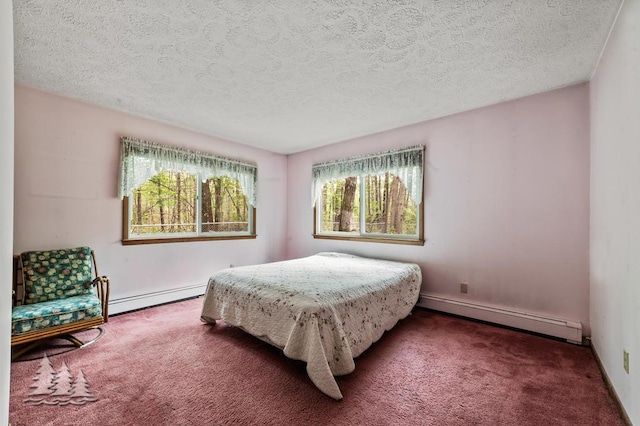 2801 Cobb Rd, Lewiston, MI 49756 - carpeted bedroom with baseboard heating and a textured ceiling