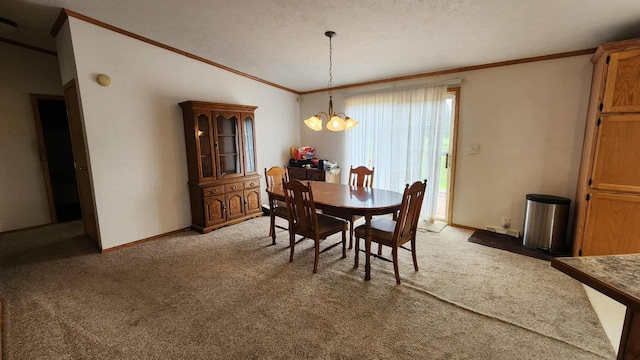 15135 M-32, Lachine, MI 49753 - dining space with a chandelier, light colored carpet, and crown molding