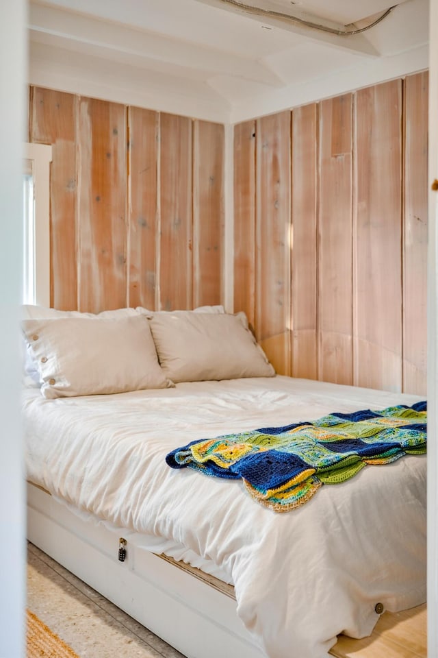 6390 W Houghton Lake Dr, Houghton Lake, MI 48629 - bedroom with wooden walls
