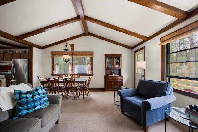 6612 Old Vanderbilt Rd, Vanderbilt, MI 49795 - living room featuring light carpet and baseboards