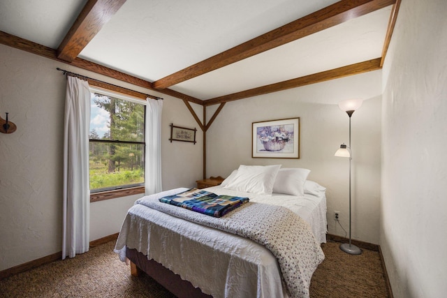 6612 Old Vanderbilt Rd, Vanderbilt, MI 49795 - bedroom with carpet floors and beam ceiling