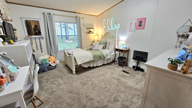 7717 Weiss Rd, Alpena, MI 49707 - bedroom featuring ornamental molding and light colored carpet