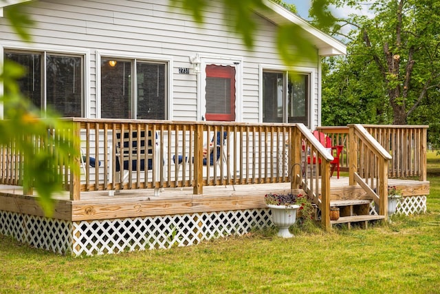 2731 Gregory St, Lewiston, MI 49756 - wooden deck with a yard