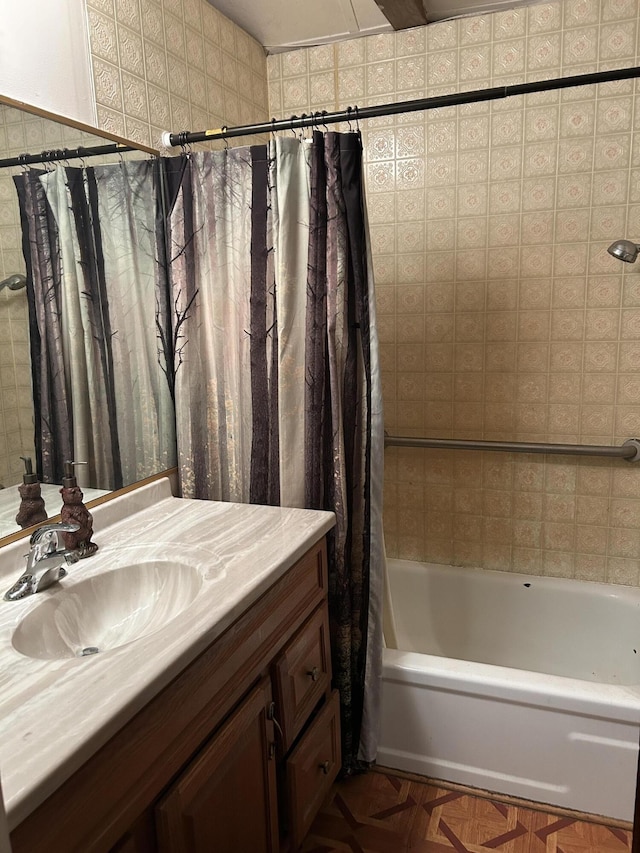 16831 Moores Landing Rd, Lachine, MI 49753 - bathroom featuring vanity and shower / bath combination with curtain