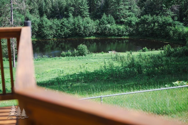 881 N Red Oak Rd, Lewiston, MI 49756 - view of yard with a water view, a balcony, and a view of trees