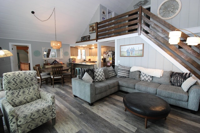 2150 Danish Landing Rd, Grayling, MI 49738 - living room with wood finished floors and lofted ceiling