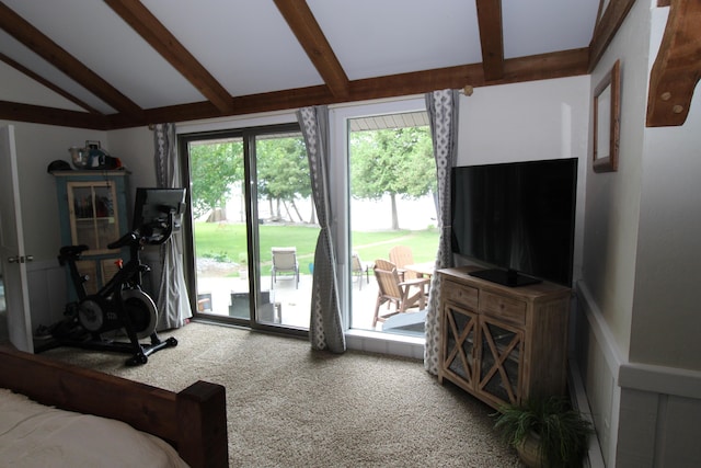 2150 Danish Landing Rd, Grayling, MI 49738 - carpeted bedroom with access to exterior